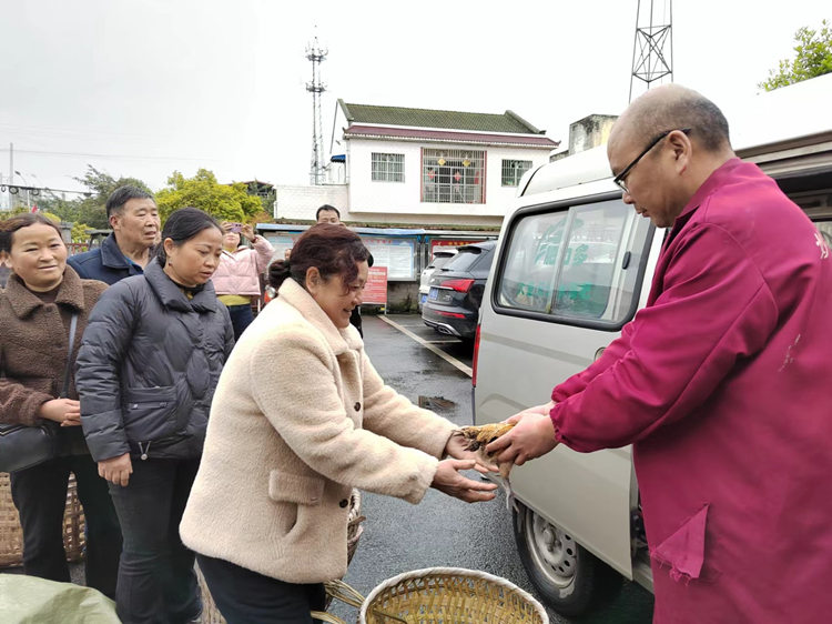 村民排隊領雞苗。什邡市融媒體中心供圖